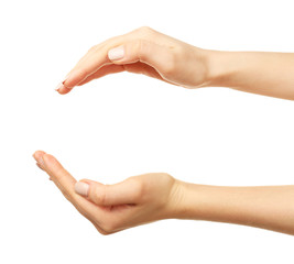 Female hands gesture isolated on white