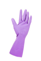 Obraz premium Rubber glove on hand, isolated on white