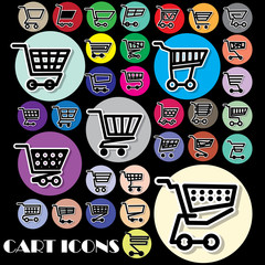 cart icons on color circle