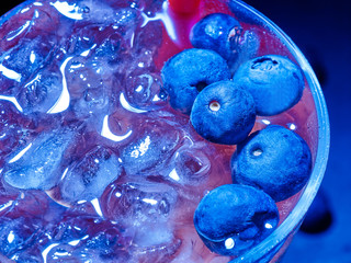 Blueberry  cocktail   on dark background.