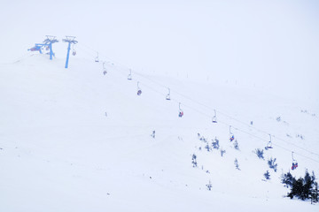 Snowy mountains in wintertime