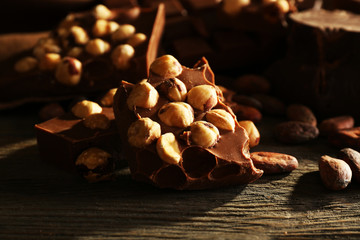 Still life with set of chocolate with nuts