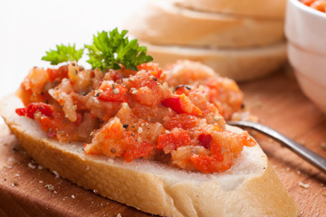 Open sandwiche with eggplant salad