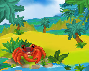 Cartoon scene - wild South America animals - crab - illustration for the children