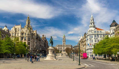 View of the Liberty square in Porto, Portugal