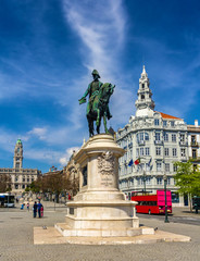 Naklejka premium Statue of King Peter IV in Porto, Portugal