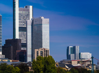 Fototapeta na wymiar Skyscrapers in the center of Frankfurt, Germany