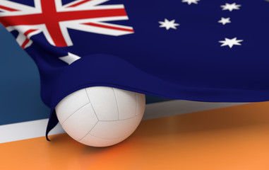 Flag of Australia with championship volleyball ball