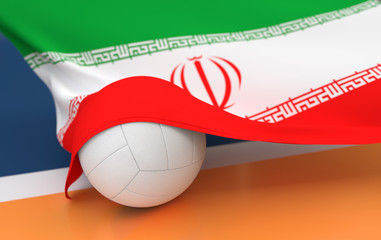 Flag of Iran with championship volleyball ball