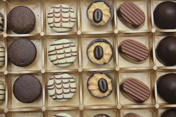 Chocolate candies in a box