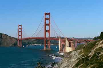 Golden Gate suspension bridge in evening light