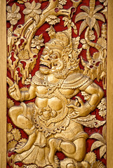 Fototapeta na wymiar Ornate entrance door to temple in Bali.