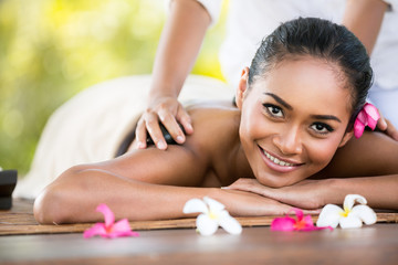 Beauty woman getting relaxation in spa salon