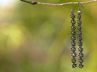 Closeup Colourful flower earring