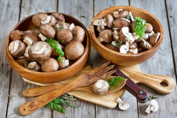 Mushrooms in bowls