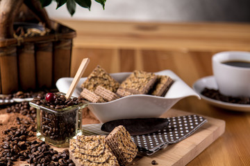 Coffee break concept, home organic theme