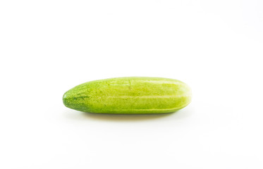 Green cucumber in  on white background