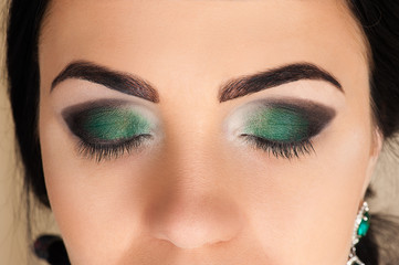beautiful green makeup closeup