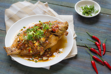 Thai Food : Ingredients of  Fish fried with Chili Sweet Sauce