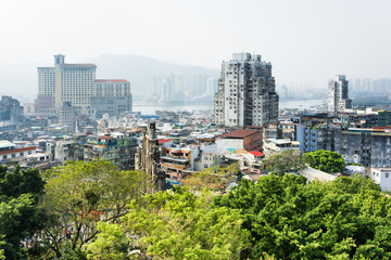 Beautiful view of the historic centre of Macau with the Ruins of