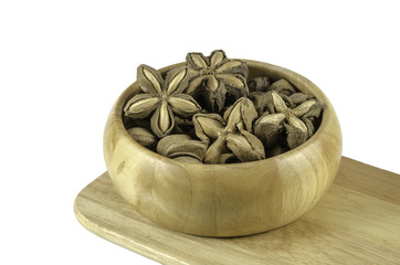 Sacha inchi peanut seed isolate on white background with clipping path