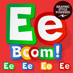 Bright colorful alphabet for children. Letter E
