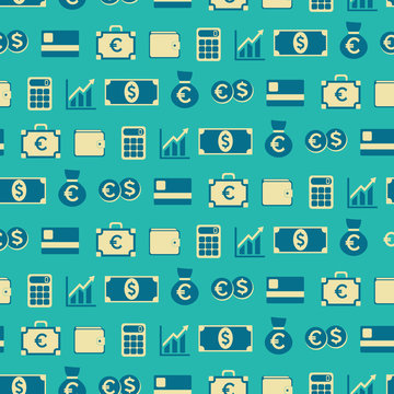 Seamless background with financial icons