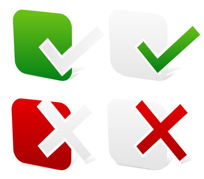 Checkmark, cross set. vector illustration