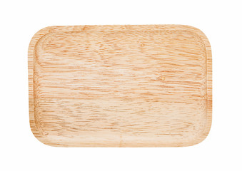 wooden plate isolated on white background, top view