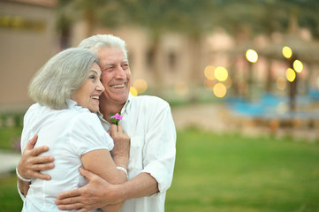 Senior couple at tropic garden