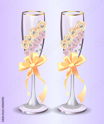 Champagne Glasses For Wedding Decorations Stock Image And Royalty