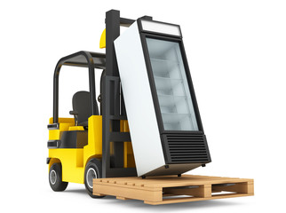 Forklift truck with Fridge Drink and pallet