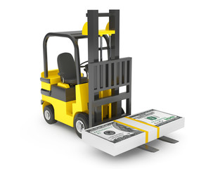Forklift Truck moves Dollars