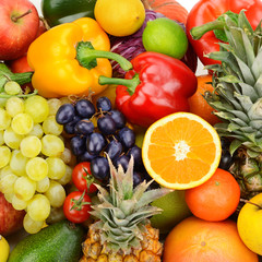 Obraz na płótnie Canvas collection fresh fruits and vegetables
