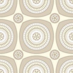 Seamless pattern with circle ornament  in beige