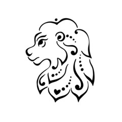 Lion head tattoo or logo.