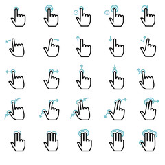Touch gestures icons set, flat design