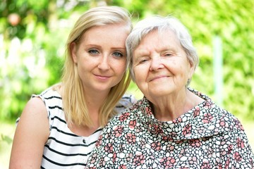 Grandmother and granddaughter. Happy family.