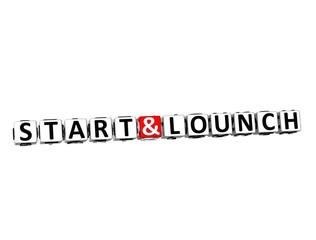 3D Word Start and Lounch on white background