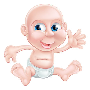 Happy cartoon baby waving
