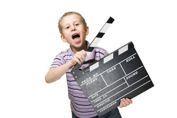 boy with clapperboard upper part