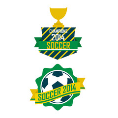 Set of vintage Brazil soccer champions ribbons and labels