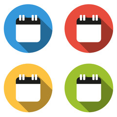 Collection of 4 isolated flat colorful buttons for calendar