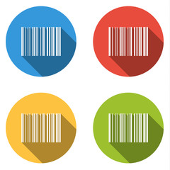 Collection of 4 isolated flat buttons (icons) for barcode