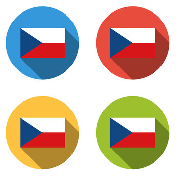 Collection of 4 isolated flat buttons (icons) with CZECH REPUBLI