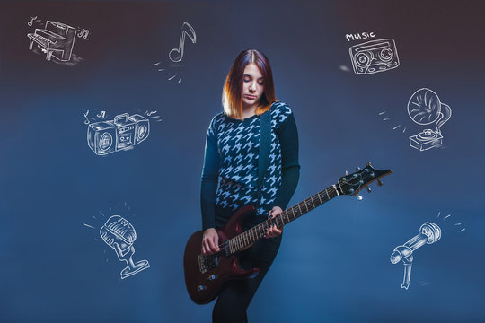 European view of a girl playing a cassette tape infographics pia