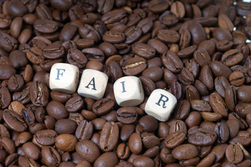 coffee beans with the word fair