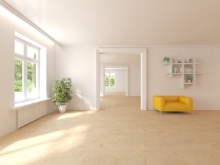 white 3d interior design