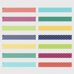 Set of cute patterned washi tape strips.