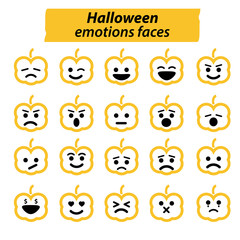 Obraz premium Set of Halloween Pumpkins icon emotions face